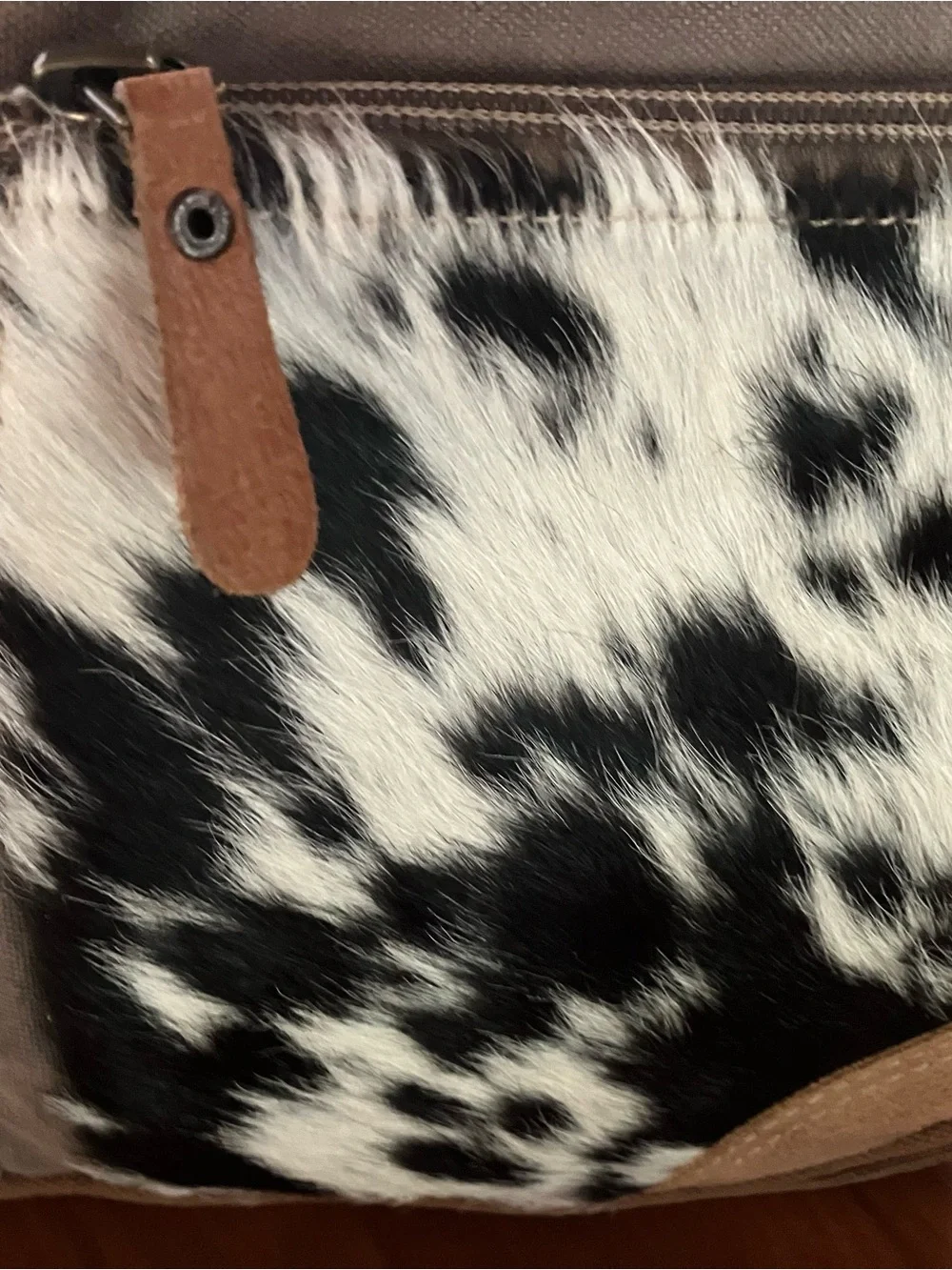 Myra Bag Patchwork Canvas Shoulder Bag with Black and White Pattern